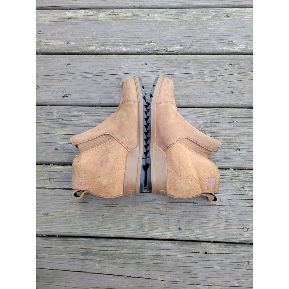 Sorel Evie Chelsea Boots Brown Leather Suede Waterproof Hidden Wedge Size 9 - Picture 3 of 9